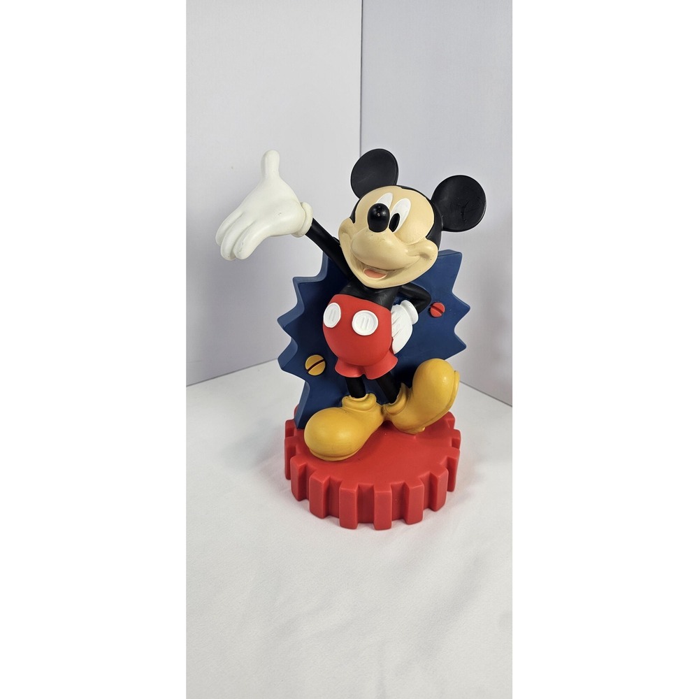 Disney Mickey Mouse Coin Bank Waving Figure Peachtree Playthings Gear Base PVC